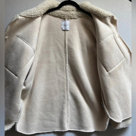 Angel Kiss Faux Sherpa Shacket Ivory Faux Suede Lined Buttons Jacket Sz 2X - Picture 5 of 13